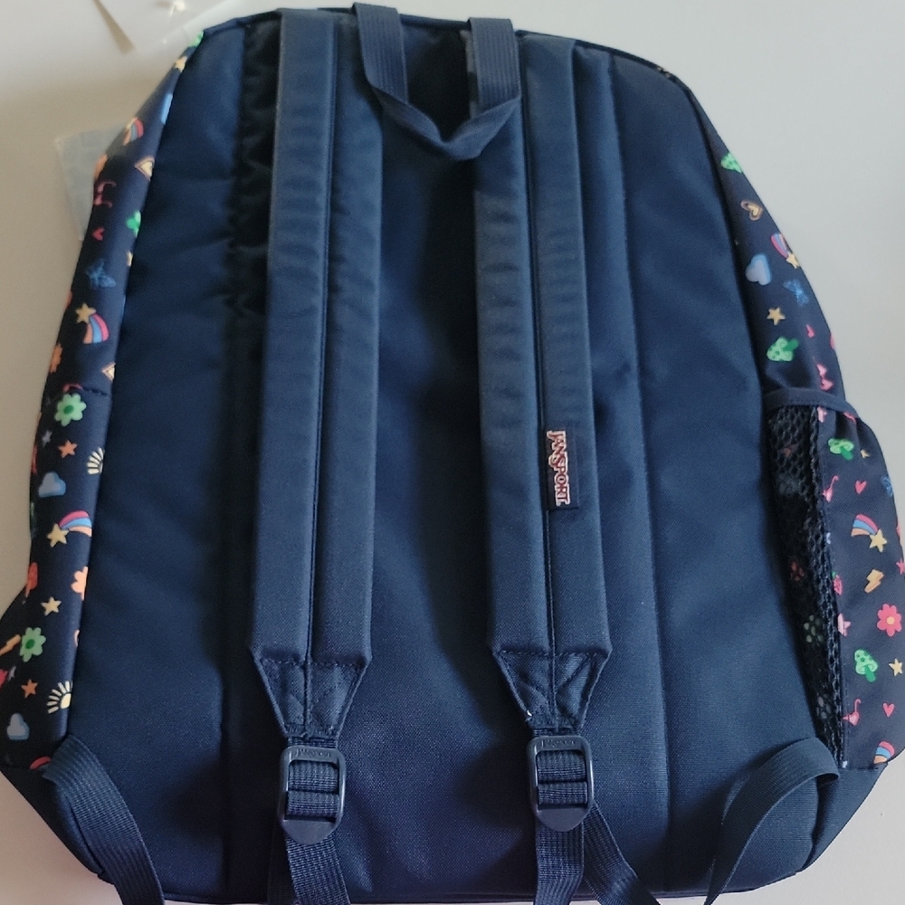 JanSport Cross Town Plus Backpack with Floral Pattern - Navy - Picture 10 of 12